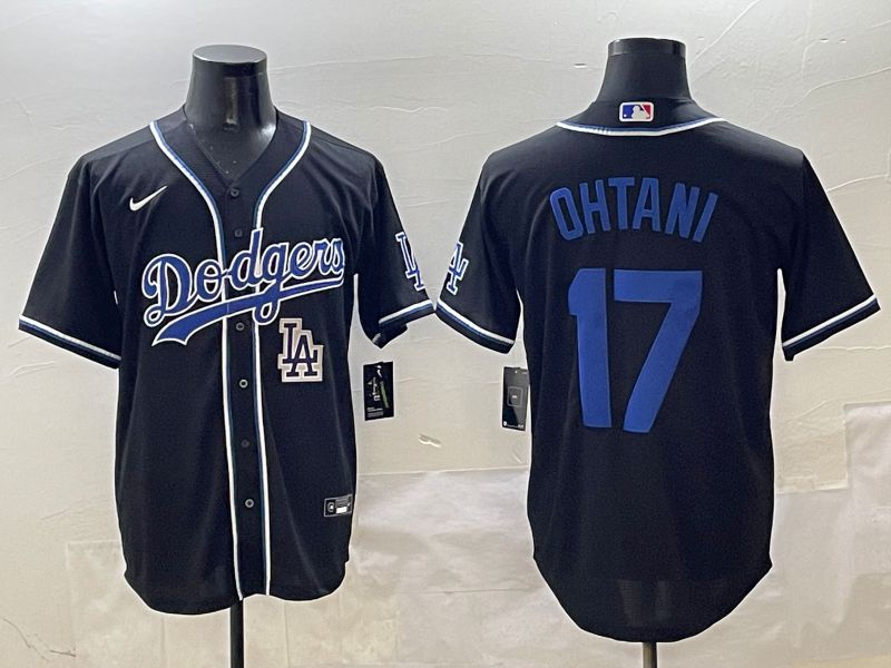 Men Los Angeles Dodgers 17 Ohtani Black blue Three generations Nike 2025 MLB Jersey style 13